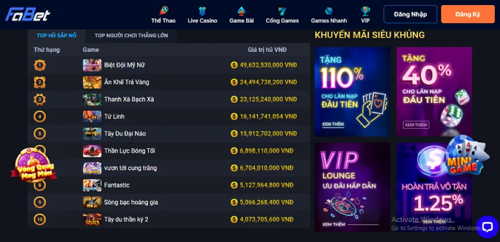 Tổng hợp các trò chơi casino 32vin app
